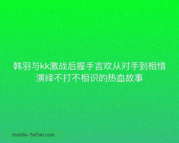 韩羽与kk激战后握手言欢从对手到相惜演绎不打不相识的热血故事